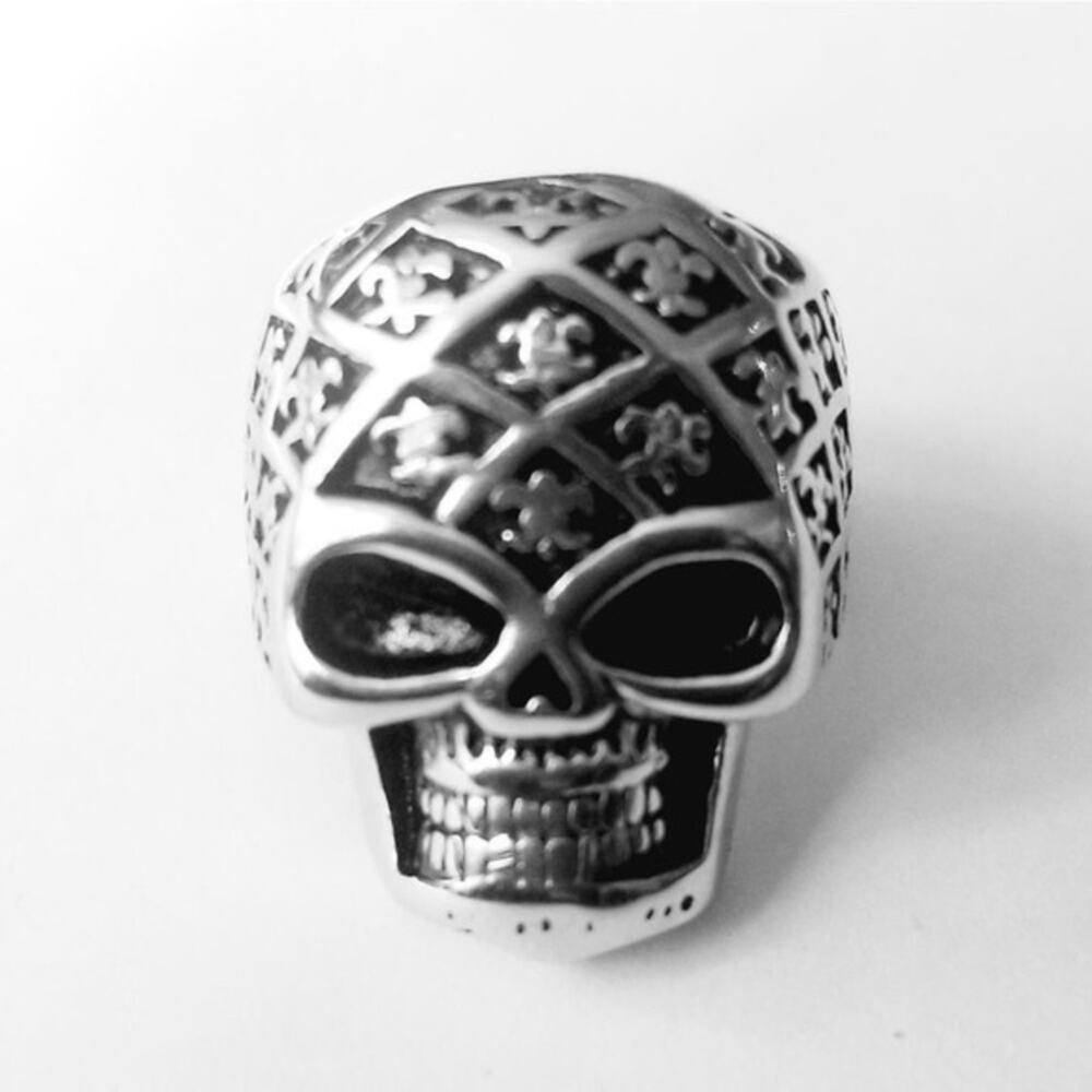Men’s 316L stainless steel skull biker ring tarnish resistant size 9